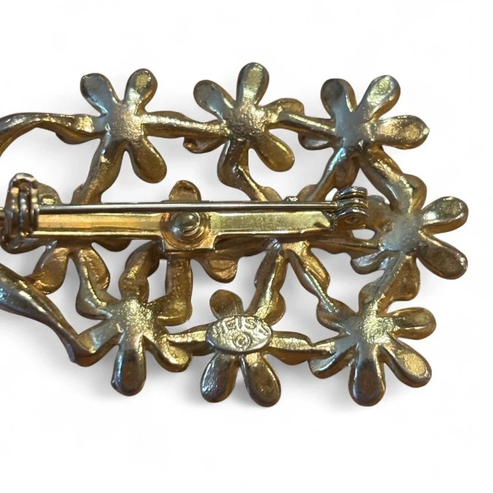 Vintage Mid Century Modern Floral Brooch Earring Hair Clip Lot